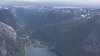 Lysebotn Lysefjorden hårnålsvinger  Flying Over Norway [upl. by Yhtomot]