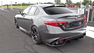 Alfa Romeo Giulia Quadrifoglio 29 V6 with RAGAZZON EXHAUST Drag Racing Accelerations Sound [upl. by Alema]