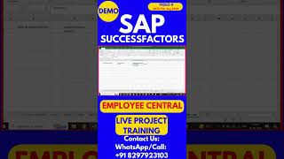 SAP SuccessFactors Employee Central Training Video 4 DATE 17th Aug 2024 sapsuccessfactorstraining [upl. by Alleen506]