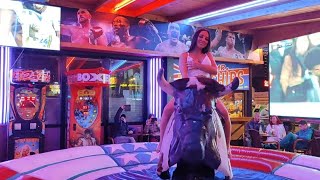 Mechanical bull riding 24th of February 2024 in Benidorm 🇪🇦🐂 [upl. by Ahseka245]