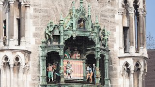 Munichs New Town Hall Glockenspiel  A MustSee  May Walze 5 [upl. by Grantland]