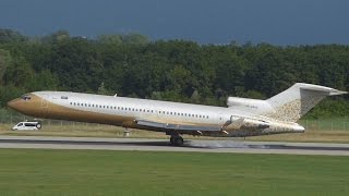 FullHD Rotate too soon SW Business Boeing 727200A landing taxi amp takeoff at GenevaGVALSGG [upl. by Oirramed]