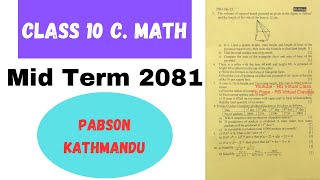 Compulsory Math  Class 10  Mid Term Questions 2081  Pabson Kathmandu rsvirtualclass6430 [upl. by Tneciv681]