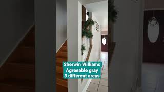 Sherwin Williams agreeable gray in 3 different areas with light  shorts paintcolors [upl. by Assiluy]