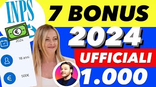 ULTIM’ORA INPS 🔴7 BONUS 2024 💶 1000€ 500€ 110€ NUOVE CARTE  BONUS MAMME ✅GIOVANI [upl. by Arocahs]