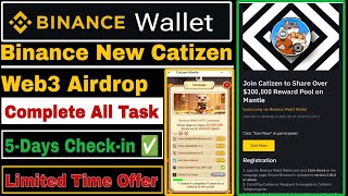 Binance Catizen Web3 Airdrop  Binance New Web3 Airdrop Catizen  Binance Web3 Airdrop [upl. by Enaujed]