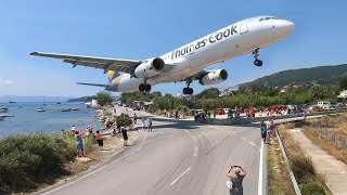 SKIATHOS 2018  LOW LANDINGS HARD TOUCHDOWNS and JETBLASTS  Boeing 737 B757 Airbus A321  4K [upl. by Adniral]