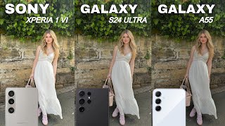 Sony Xperia 1 VI VS Samsung Galaxy S24 Ultra Vs Samsung Galaxy A55  Camera Test Comparison [upl. by Akinahs]