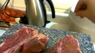 Raclette Cooking  TBone Steaks on the Granite cooktop [upl. by Asuncion]