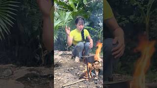 Her clever tip for making a blowpipe shorts bushcraft camping [upl. by Nagar783]