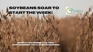 Soybeans and Meal Soar Higher on Monday 111323 [upl. by Sidnala]