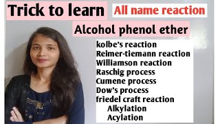 Super trick to learn All name reaction Alcohol phenol ether class 12 [upl. by Namia787]