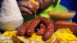 Kielbasa sausage spam Mukbang  MESSY BIG BITES [upl. by Markus]