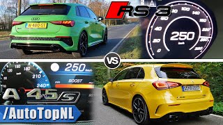 AMG A45 S vs AUDI RS3  0250 ACCELERATION AUTOBAHN POV amp SOUND by AutoTopNL [upl. by Luz]