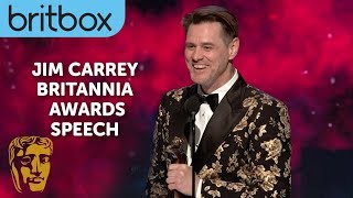 Jim Carreys Hilarious Acceptance Speech Entrance  Britannia Awards [upl. by Nonnahc354]