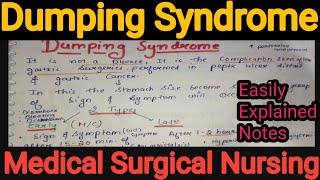 Notes Of Dumping Syndrome in Medical Surgical Nursing in Hindi  Bsc Nursing GNM [upl. by Aticnemrac]