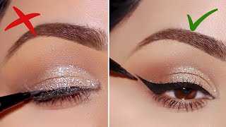 How to apply EYELINER over glitter makeup 2 ways [upl. by Lirba]