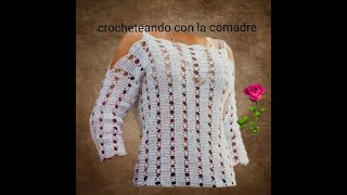 Tutorial Blusa Fer Facil y Rapido 1ra Parte Crocheteando con la Comadre [upl. by Ahtibat]