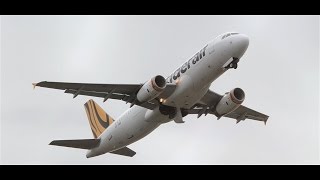 IAE V2500 POWER Tigerair A320232 Takeoff from Melbourne Airport  VHVNB [upl. by Aiciruam]