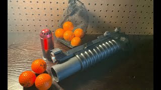 How to shoot GOLFBALLS out of a 40mm Airsoft Grenade Launcher [upl. by Doownelg]