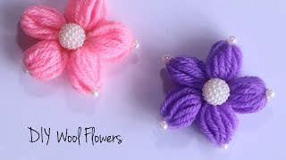 Wool Flower Making  How to make woolen flowers  DIY Wool Crafts [upl. by Jacenta]