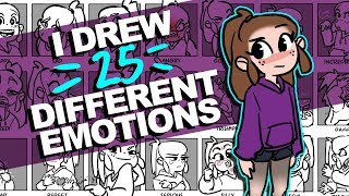 I drew 25 DIFFERENT EXPRESSIONS Woo  25 Expressions Challenge  DrawingWiffWaffles [upl. by Direj]