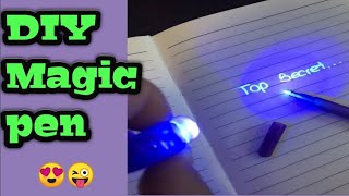 DIY Homemade magic penMagic pen making at homeHomemade invisible pen easily Secret message pen [upl. by Noeled]