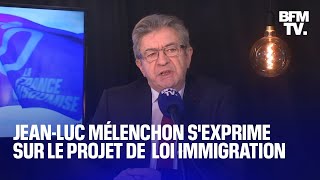 Loi immigration linterview intégrale de JeanLuc Mélenchon sur BFMTV [upl. by Odrick]