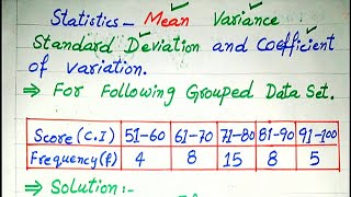 Statistics  Mean Standard Deviation Variance amp Coefficient of Variation for Grouped data  stat [upl. by Yonatan]