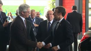 Emmanuel Macron arrive au sommet UAUE à Abidjan [upl. by Euqinoj]