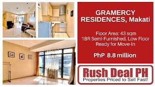 For Sale GRAMERCY RESIDENCES Makati SemiFurnished 1BR Low Floor PhP 88M [upl. by Petrine934]