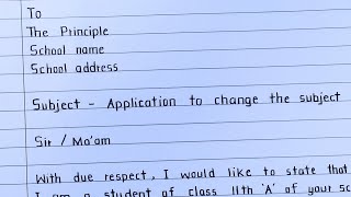 Application to principal for change the subject in english [upl. by Yalonda]