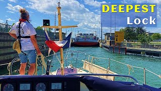 Cruising French canals amp Rhône river to AVIGNON through the worlds DEEPEST lock after a HAILSTORM [upl. by Aneekat]