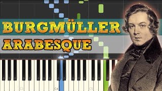 Arabesque  Op100 No2  Friedrich Burgmüller Piano Tutorial Synthesia [upl. by Ecyar]