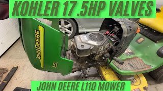 How to Check the Valves on a 175hp Kohler Motor on a L110 John Deere Lawn Mower Tractort [upl. by Sezen]