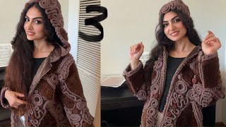 crochet irish fur coat part 3 قلاببافی کت خزایرلندی پارت سوم [upl. by Rici]