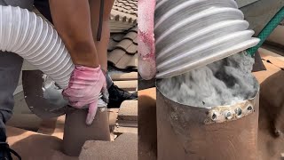 Most Satisfying ASMR Dryer Vent Cleaning of ALL TIME 30 Years of Lint Vacuumed from Rooftop Pipe [upl. by Allerie]