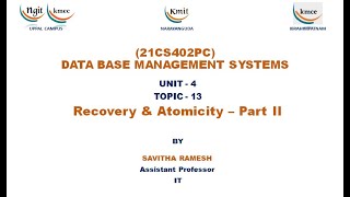 UNIT  4Recovery amp Atomicity – Part II [upl. by Jennette]