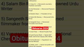 Obituaries 2024  Obituaries Current Affairs 2024  currentaffairs2024 obituaries upsc news [upl. by Adilen]