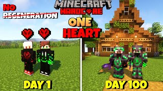 We Survived 100 Days On One Heart Ultra Hardcore Mode In Minecraft  Duo 100 Days [upl. by Otecina]