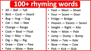 100 Rhyming Words  What are rhyming words  Learn with examples [upl. by Birdella8]