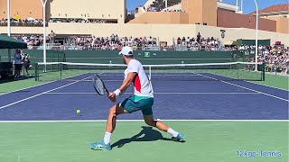 Novak Djokovic amp Daniil Medvedev  2024 IW Practice Match Highlights [upl. by Ylsel]