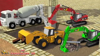 Build high rise buildings with vehicles Excavator Concrete truck  3D Construction Vehicles [upl. by Yelroc]