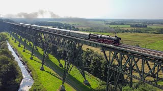 Dampflok 012 1046 01 1104 mit Sonderzug nach Westerland  Sylt auf der Hochbrücke Hochdonn [upl. by Ziul794]