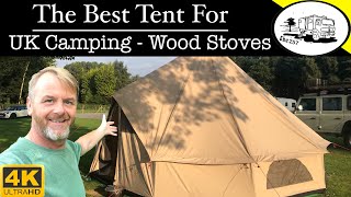 Best tent for year round camping UK 2023  Tour set up amp wood burning stove Robens Klondike Grande [upl. by Paulette]