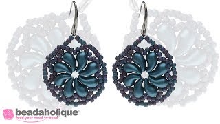 How to Make the Lacy Floral Swirl Earrings featuring Czech Glass ZoliDuo 2Hole Curved Drop Beads [upl. by Airrehs]