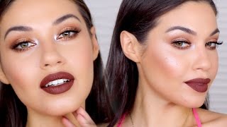 Kylie Jenner Inspired Brown Lip amp Golden Eyes Makeup Tutorial  Eman [upl. by Ebarta]