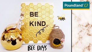 POUNDLAND DIY HACKS 🔴 3 Honey Bee Decor Crafts amp Decoration Ideas 🐝 Beehive Skep Pot Sign 🍯 [upl. by Perzan974]