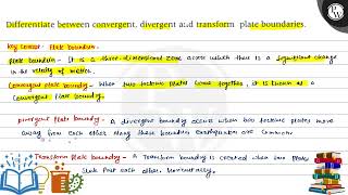 Differentiate between convergent divergent aid transform plate boundaries [upl. by Esikram]