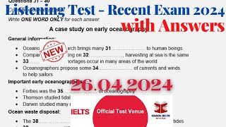 IELTS Listening Actual Test 2024 with Answers  26042024 [upl. by Bertelli597]